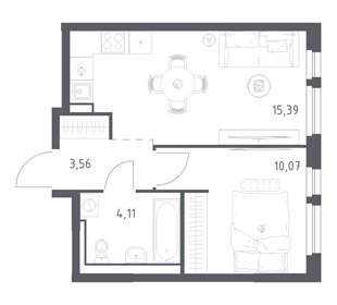Квартира 33,1 м², 1-комнатная - изображение 1