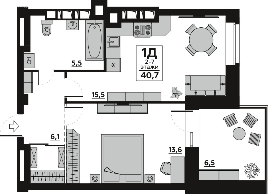 Варианты планировок ЖК Новорядье - планировка 5