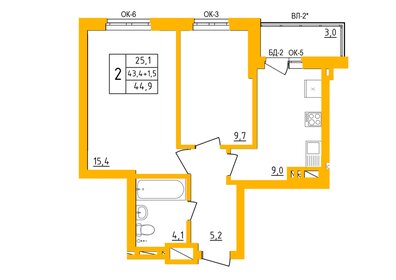 Квартира 35,5 м², 1-комнатная - изображение 1