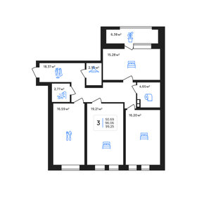 Квартира 99,3 м², 3-комнатная - изображение 1