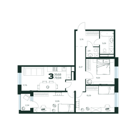 Квартира 79,9 м², 3-комнатная - изображение 1