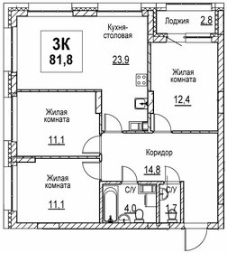 Квартира 81,8 м², 3-комнатная - изображение 1