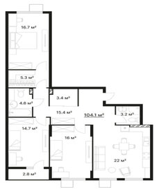 Квартира 104,1 м², 3-комнатная - изображение 1