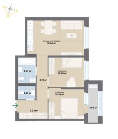 Квартира 59,7 м², 2-комнатная - изображение 1