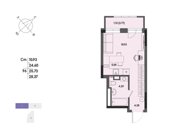 Квартира 25,7 м², студия - изображение 1
