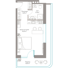 Квартира 49,7 м², студия - изображение 1