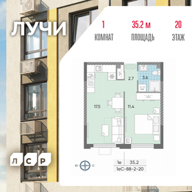 Квартира 34,9 м², 1-комнатная - изображение 1