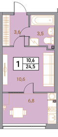 Квартира 24,5 м², студия - изображение 1
