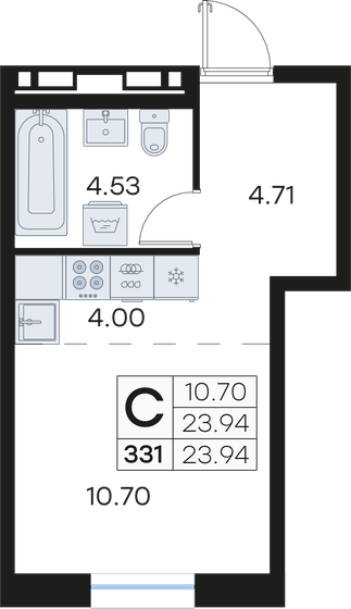 23,3 м², квартира-студия 9 079 999 ₽ - изображение 30