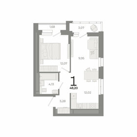Квартира 48,2 м², 1-комнатная - изображение 1