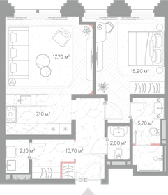 Квартира 61,2 м², 1-комнатная - изображение 2