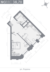Квартира 38,7 м², 1-комнатная - изображение 1