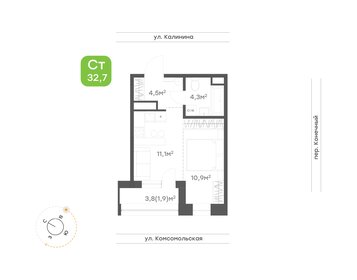 Квартира 32,7 м², студия - изображение 1