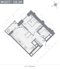 Квартира 38,9 м², 1-комнатная - изображение 1
