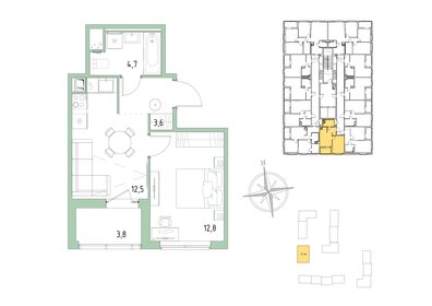Квартира 35,5 м², 1-комнатная - изображение 1