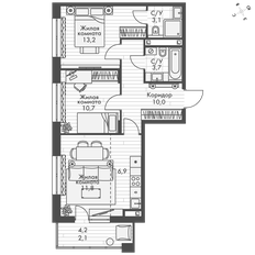 Квартира 61,5 м², 3-комнатная - изображение 1
