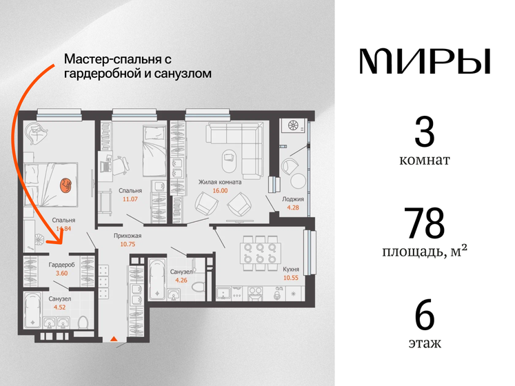 101 м², 3-комнатная квартира 16 974 690 ₽ - изображение 27