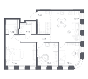 Квартира 75,5 м², 3-комнатная - изображение 1