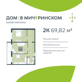 Квартира 69,8 м², 2-комнатная - изображение 1
