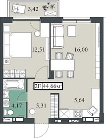 Квартира 44,7 м², 2-комнатная - изображение 1