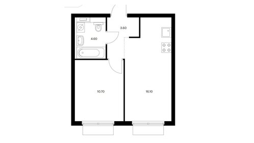 Квартира 35 м², 1-комнатная - изображение 1