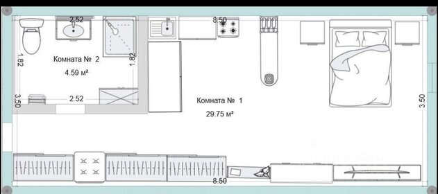 Квартира 27 м², студия - изображение 1