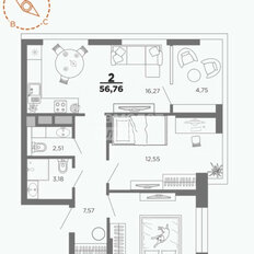 Квартира 56,8 м², 2-комнатная - изображение 1