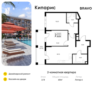 Квартира 60 м², 2-комнатная - изображение 1