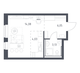 Квартира 27,3 м², студия - изображение 1