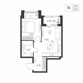 Квартира 37 м², 1-комнатная - изображение 1