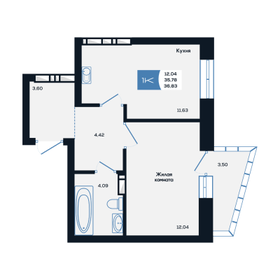 Квартира 36,8 м², 1-комнатная - изображение 1