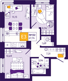 Квартира 47,7 м², 2-комнатная - изображение 1