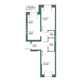 Квартира 53,6 м², 2-комнатная - изображение 1