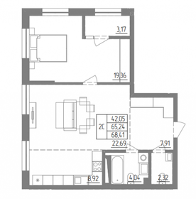 Квартира 69 м², 2-комнатная - изображение 1