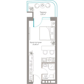 Квартира 30,8 м², студия - изображение 1