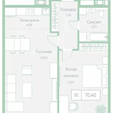 Квартира 70,4 м², 1-комнатная - изображение 3