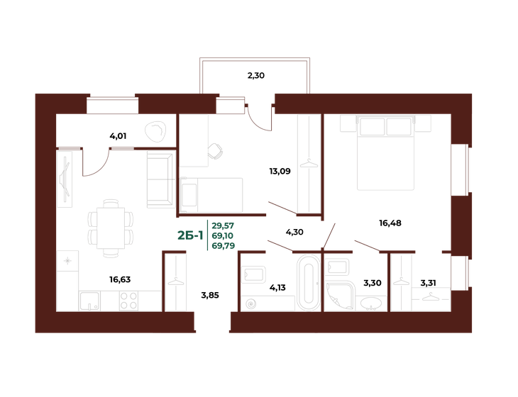 72,3 м², 2-комнатная квартира 9 826 000 ₽ - изображение 20