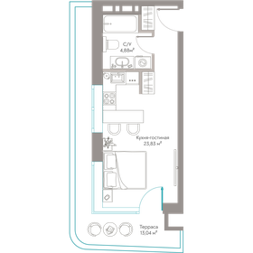 Квартира 41,8 м², студия - изображение 1