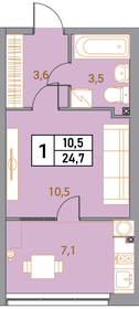 Квартира 24,7 м², студия - изображение 1