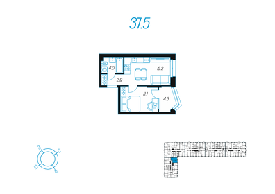 40,9 м², 2-комнатная квартира 6 490 000 ₽ - изображение 62