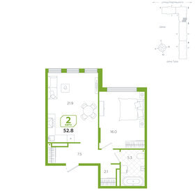 Квартира 52,8 м², 2-комнатная - изображение 1