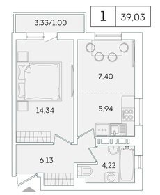 Квартира 39 м², 1-комнатная - изображение 1