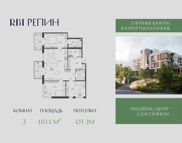 Квартира 103,1 м², 3-комнатные - изображение 1