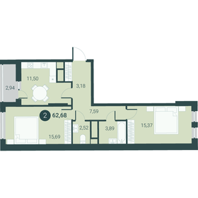 62 м², 2-комнатная квартира 6 000 000 ₽ - изображение 69