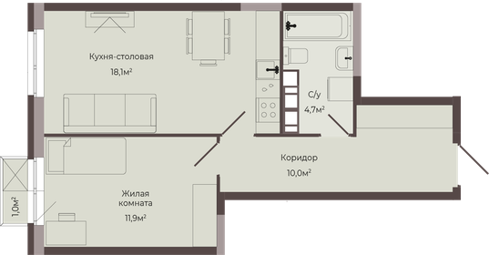 46,3 м², 1-комнатная квартира 7 176 500 ₽ - изображение 22