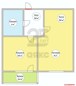 Квартира 35 м², 1-комнатная - изображение 1