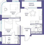 56 м², 2-комнатная квартира 25 950 000 ₽ - изображение 101