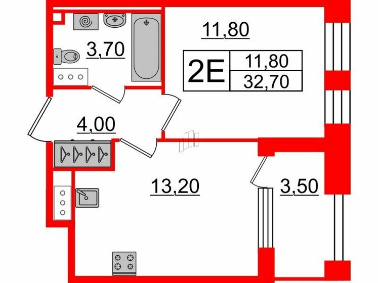 32,7 м², 1-комнатная квартира 14 420 700 ₽ - изображение 1