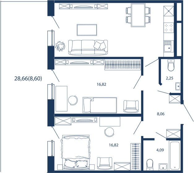 80,1 м², 2-комнатные апартаменты 29 644 960 ₽ - изображение 1