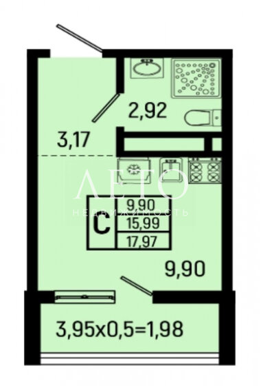 17,4 м², квартира-студия 6 200 000 ₽ - изображение 7